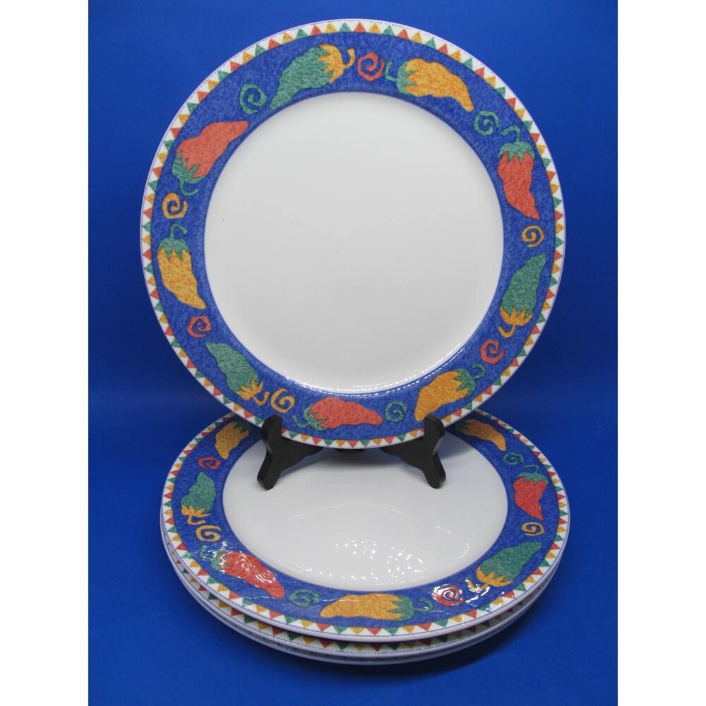 Christopher Stuart Optima Pepper Patch Set Of 4 Vintage 10 3/4" Dinner Plates VG